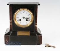 1894 Bass Rock Golf Club 2nd Prize French Red Marble Column Mantel Striking Clock - c/w engraved