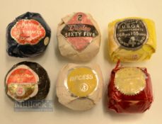 Collection of 6x various paper wrapped dimple golf balls - scarce US Silver King 1.68 - 1.55oz