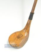 Fine A H Scott Elie Patent Forked Spliced light stained persimmon driver - c/w clear makers POWF