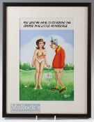 A J Williams (AJW) Original Saucy Comical Golf Postcard watercolour - signed with artists monogram