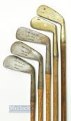 5x various Juvenile Irons - incl 3x Natty mid iron, mashie and putter plus 2x brass head irons