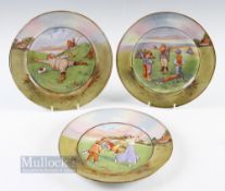 Collection of 3x Grimwades Staffordshire and Stoke on Trent humorous titled golfing scenes plates
