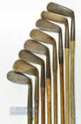 8x various irons incl Tom Stewart Lofting Iron, Winton lofting iron, Gourlay Gem putter et al -all