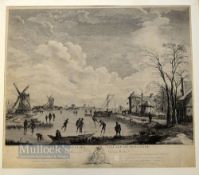 Adriaen Van Drever c1675 after - early Dutch winter kolfing scene in Zantvliet (Antwerp) titled 