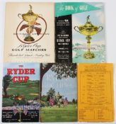 1951, 1953, 1955 and 1957 Official Ryder Cup Golf Programmes - features 1951 at Pinehurst date 2-4