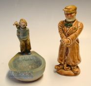 2x Early 20thc Golfing Comic Ceramic Figures - one titled 
