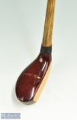 Fine Modern St Andrews Beech wood mallet head putter with full brass sole plate c/w hickory shaft