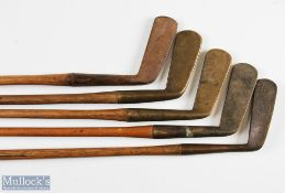 5x various bras/gunmetal putters - 4x straight blades and wry neck Gem - 3x with grips