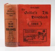 The Golfer's Handbook 1923 1131pp, plus advertisements, in red decorative cloth covers, some tears