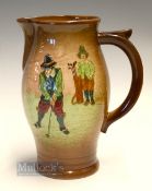 Royal Doulton Queensware Golfing Lemonade Pitcher c1930s - light coloured finish decorated with