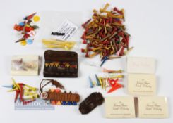 Collection Golf tees and Golf tee markers, tee holders, score cards, to include wooden tees, plastic