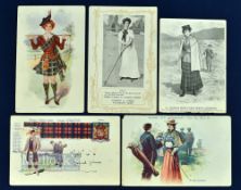 Collection of early 1900s UK & North American Advertising Related Golfing Postcards (5) - Clan