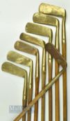 8x various brass blade putters - Halley's Pyramid Long blade, Accurate Bent neck, Duplex, Gem,