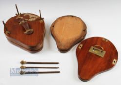 2x Early Tennis Racket Press clamps, both pear-shaped multiple racket press with wing nuts on thread