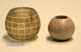 2x interesting ceramic and glass guttie golf ball match stick holders c1900 - white ceramic match