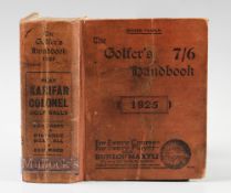 The Golfer's Handbook 1925 1283pp, plus advertisements, in red decorative cloth covers, tape