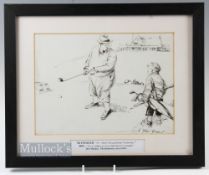 Bert Thomas (b.1883-d.1966) Original humourist golfing sketch signed lower right - 