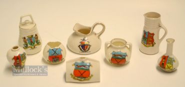 Interesting Collection of Various Ceramic Crested Ware Golf Related Items (8) - comprising Gladstone