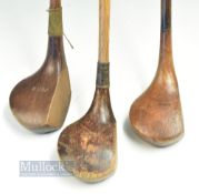 3x genuine juvenile golf wood drivers - Tom Morris St Andrews c/w shaft stamp, Scott Elie stamped