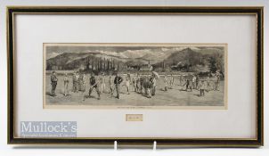 1884 Golf Links at Pau - original magazine landscape lithograph titled 