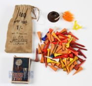 Wooden Golf Tees - to include Pryde's orange tee empty box, Halley London bag of wooden tees, plus a