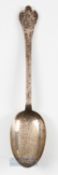 1911 Royal Wimbledon Golf Club Large Silver Rat Tail Dessert Spoon - hallmarked London overall 6.