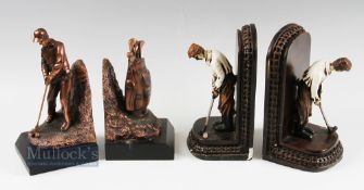 Golfing Book Ends features a Golfer and Bag pair measuring 8.5inch height approx, plus a pair of