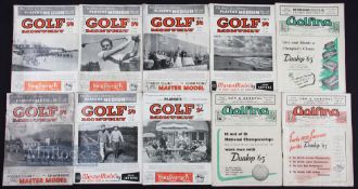 Assorted Golfing Magazines features 1952 Golf Monthly 5, 7, 8, 9, 10, 11, 1949 Golf Monthly 9,