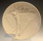 1992 Muirfield Open Golf Championship 100th Anniversary Ceramic Wall Plate - with golfer, golf