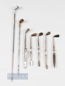 Collection of Ladies white metal manicure set - comprising 4x with golf club heads stamped