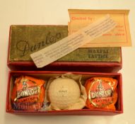 3x Dunlop Maxfli Lattice Pattern Golf Balls in the makers original box c1935 - comprising 2x in