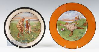 Collection of early 1900s Humorous Golfing Plates (2) Royal Winton Stoke on Trent unnamed 
