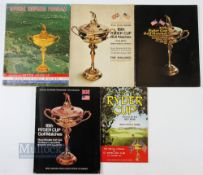 1961, 1963, 1965, 1967 and 1969 Official Ryder Cup Golf Programmes - features 1961 Royal Lytham