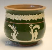 Fine Copeland Late Spode golfing ceramic jardinière c1900 - decorated with golfers in white relief