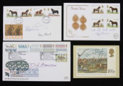 Horse Racing Jockey and Trainers Autographed First Day Covers, of Dick Francis, Taffy Salaman, Tommy