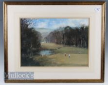 Perry, Roy colour golf print entitled 'To Halve The Match' marked to reverse, framed, measures
