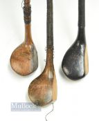 3x late scare neck persimmon woods - W Stuart lofted driver, Armstrong Newcastle Upon Tyne dark