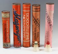 Badminton Feather Shuttlecock Boxes - most are empty, 2 have with a few contents, boxes by