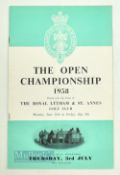 1958 British Open Golf Championship Programme Royal Lytham & St Annes, Monday June 30th to Friday