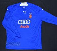 Late 2000s Bangor City FC Home Football Shirt Puma, Audi, size L, in blue, long sleeve