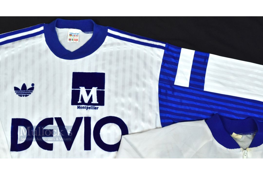 1989/90 Montpellier Home Football Shirt Adidas, Deviq, size L 42/44, in white and blue, long sleeve, - Image 3 of 3
