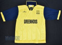 1995/97 Shrewsbury Town Away Football Shirt in yellow, Greenhouse, MG Sportwear, size L, short
