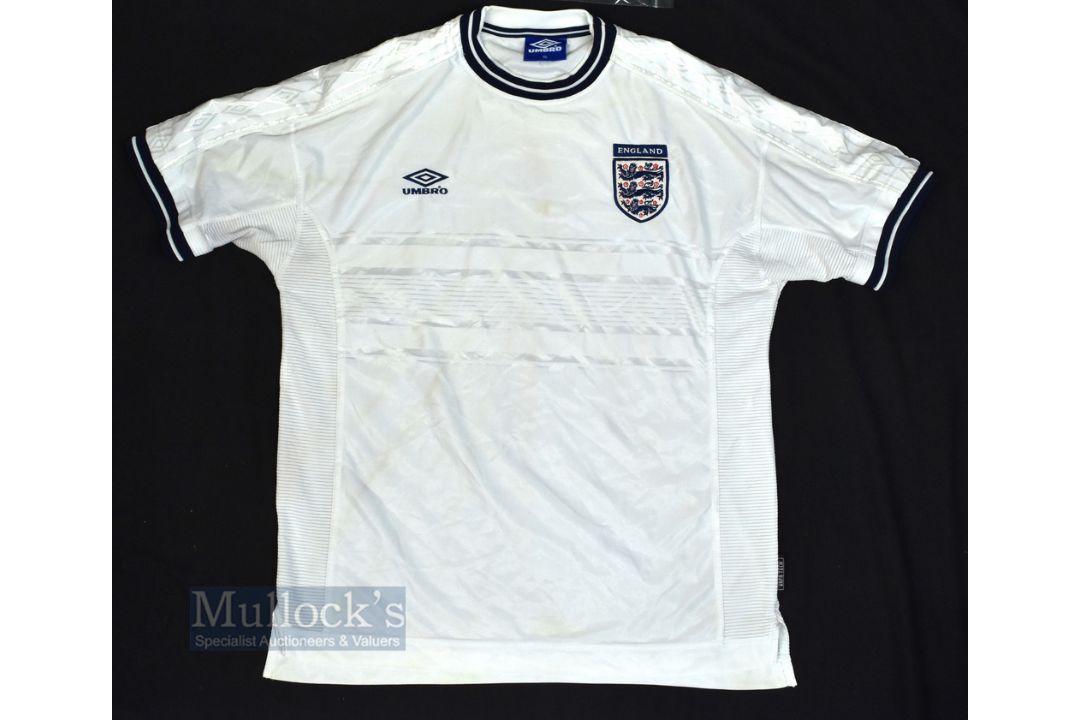 1999/01 England International Home Football Shirt Umbro, size XL, in white, short sleeve - Image 1 of 2