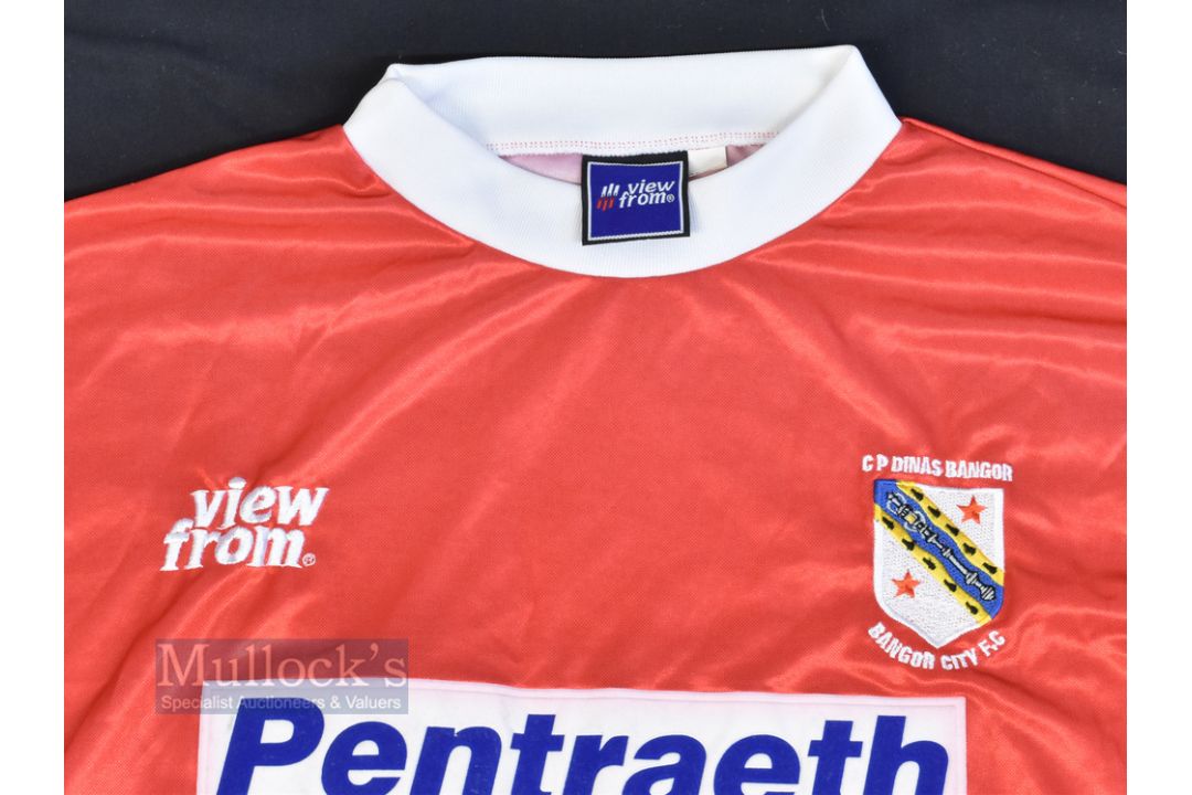 1997/98 Bangor City FC Away Football Shirt Pentreath Saab, View From, size 46/48, in red and - Image 2 of 2