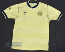 1985/86 Scotland International Away Football Shirt Umbro, in yellow, with SFA badge to sleeve,