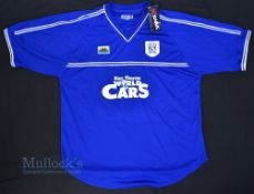 2001/02 Cardiff City AFC Home Football Shirt XARA Soccer, Ken Thorne World of Cars, in blue, short