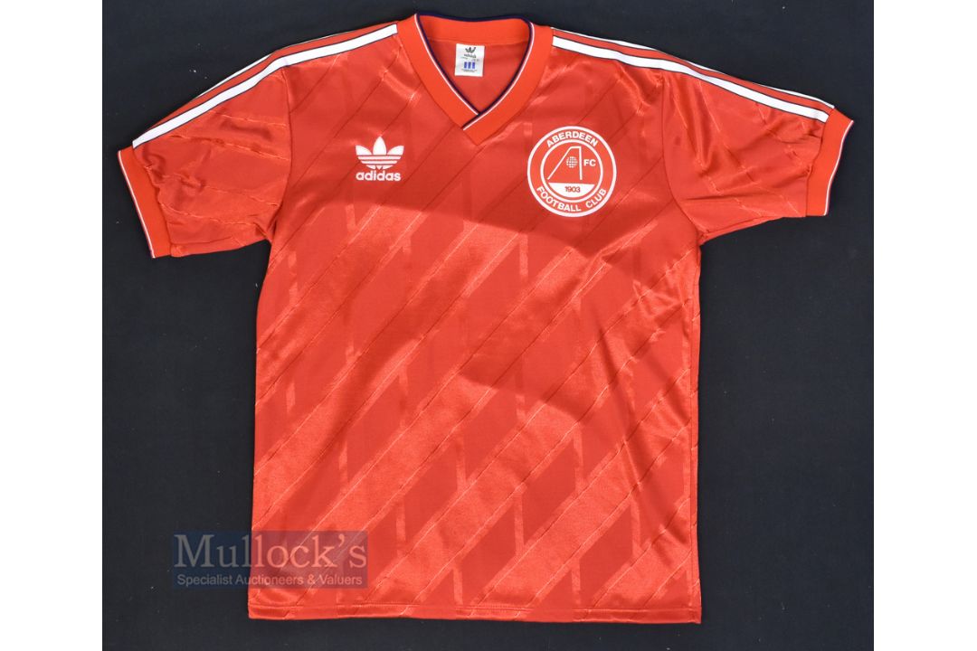 1986/87 Aberdeen FC Home Football Shirt Adidas, in red, size large, short sleeve - Image 1 of 2
