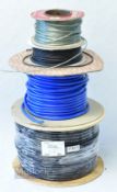 Various Reels of Cables features approx. 2.5mm flexi twin and earth, 2.5mm 2 core double sheath 100v