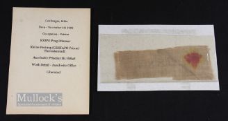 WWII Camp Prisoner Cloth Number -Displays insignia issued to a Czechoslovakian political prisoner.