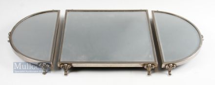 Three Piece Mirrored Table Centrepiece with square shaped centre section with half circle ends, each